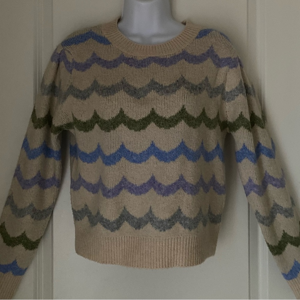 Dreamers By Debut Wavy  Pattern Crewneck Sweater Size S
